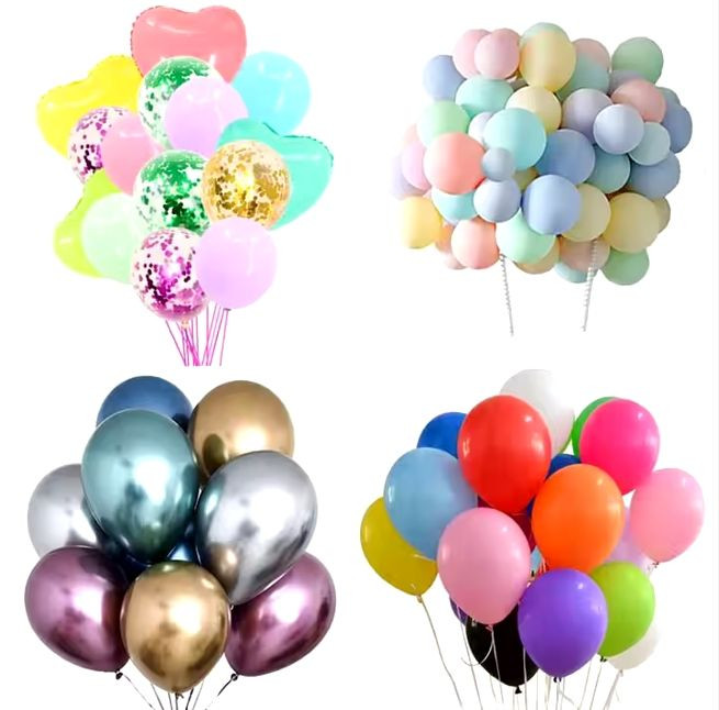 Rose Gold Balloon Set with Confetti, Star, and Heart Foil Balloons for Birthday Party Decorations